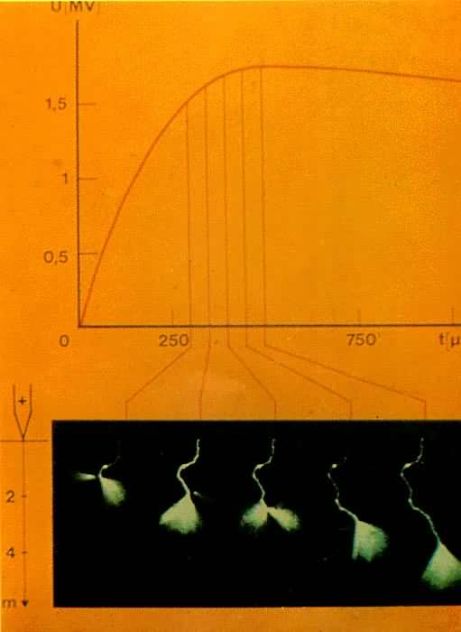 ����϶�ŵ緢չ�ķַ���Ƭ��ͼ����ʾΪ���ŵ緢չ�׶�����Ӧ��˲�估��������ѹֵ