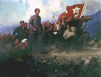 1927年9月湘赣边秋收起义，毛泽东率起义的工农革命军向井冈山进军(油画)