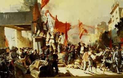 1927年12月11日广州起义，当日广州市苏维埃政府宣告成立(油画)